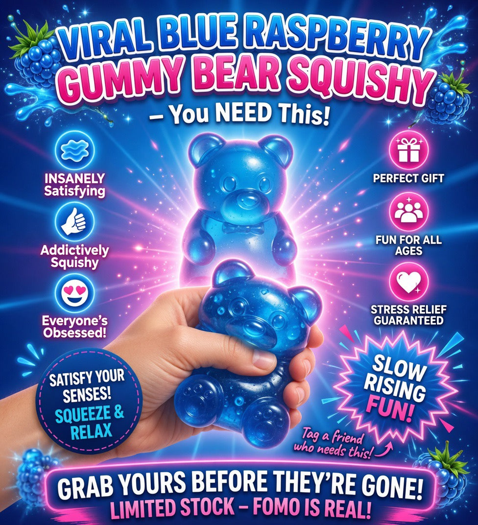 Blue Raspberry Slow Rise Squishy Gummy Bear | Premium Fidget Toy for Stress Relief & Anxiety