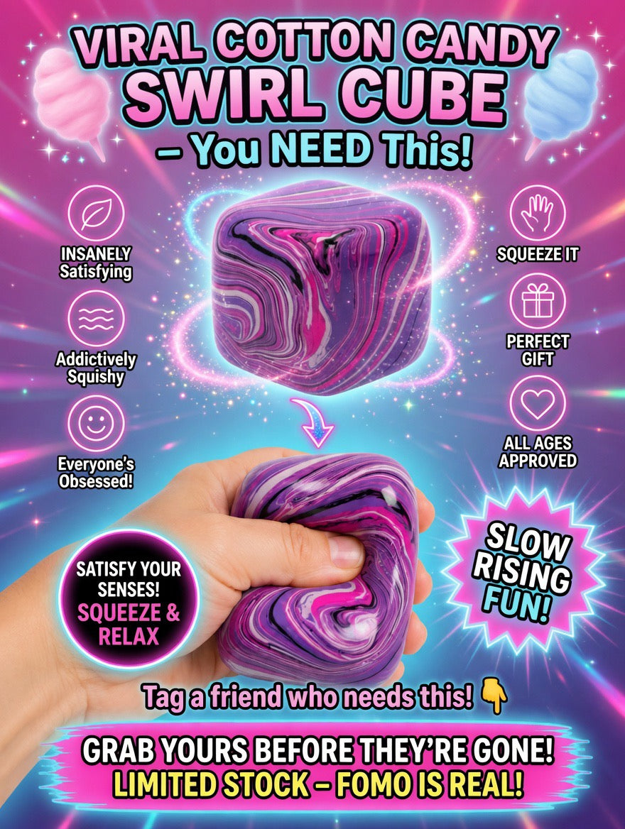 Cotton Candy Slow Rise Squishy Cube | Premium Tie-Dye Fidget Toy for Stress Relief & Anxiety