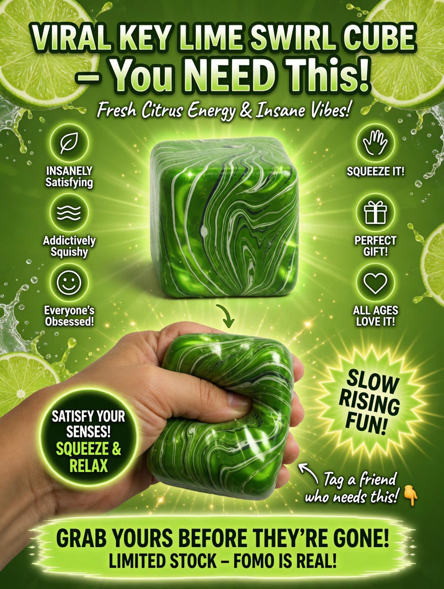 Key Lime Swirl Slow Rise Squishy Cube | Premium Tie-Dye Fidget Toy for Stress & Anxiety Relief