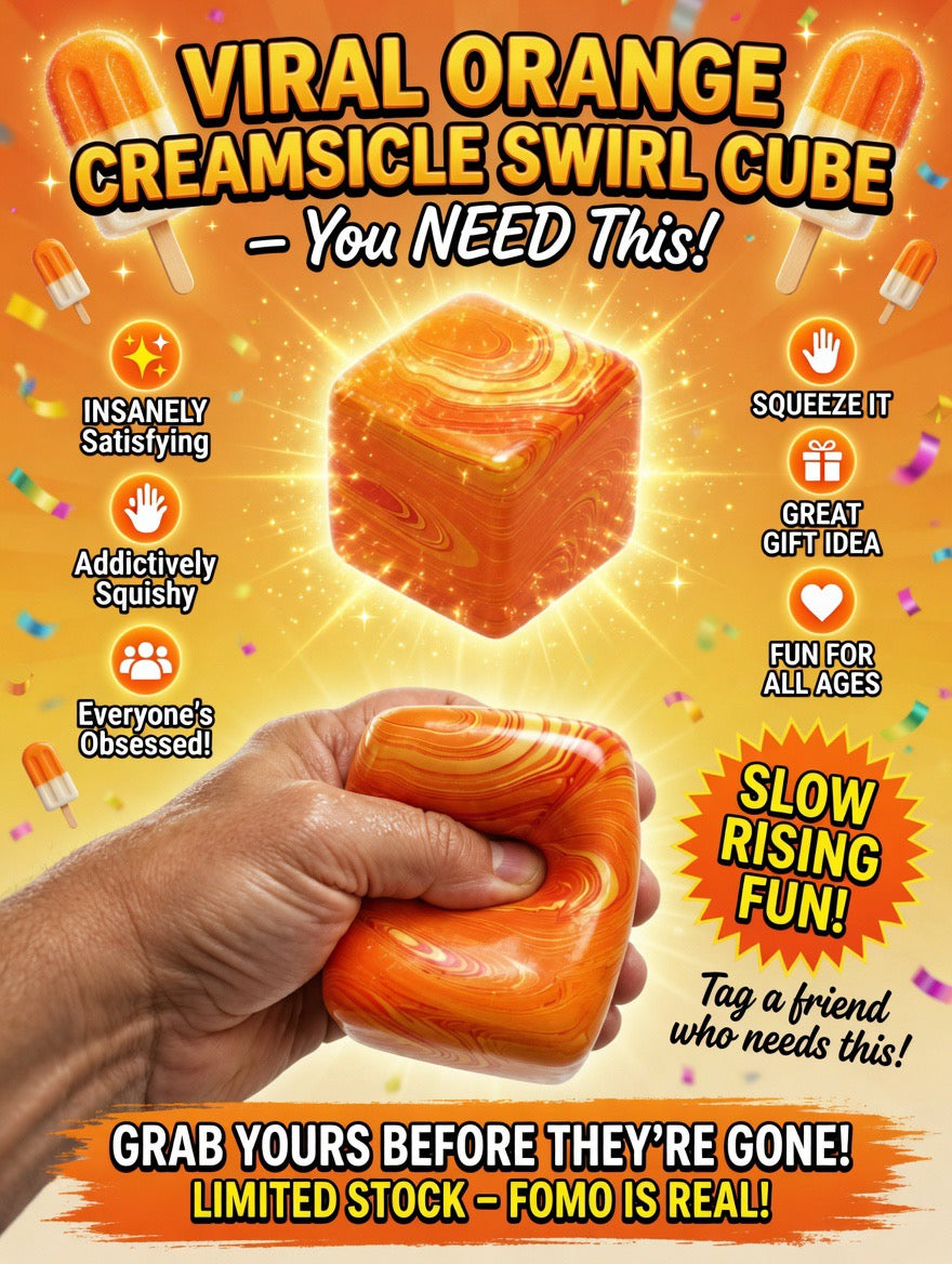 Orange Creamsicle Slow Rise Squishy Cube | Premium Tie-Dye Fidget Toy for Stress Relief & Anxiety
