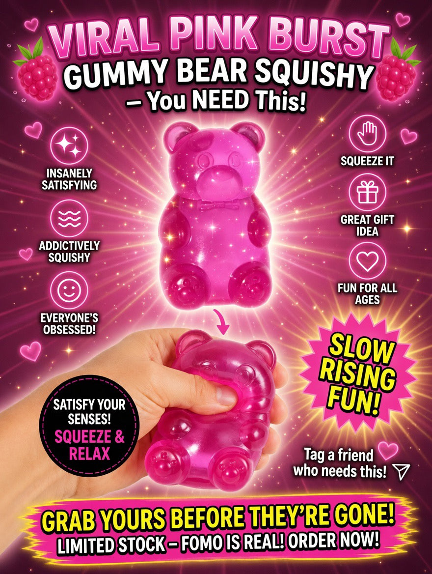 Pink Burst Slow Rise Squishy Gummy Bear | Premium Fidget Toy for Stress & Anxiety Relief