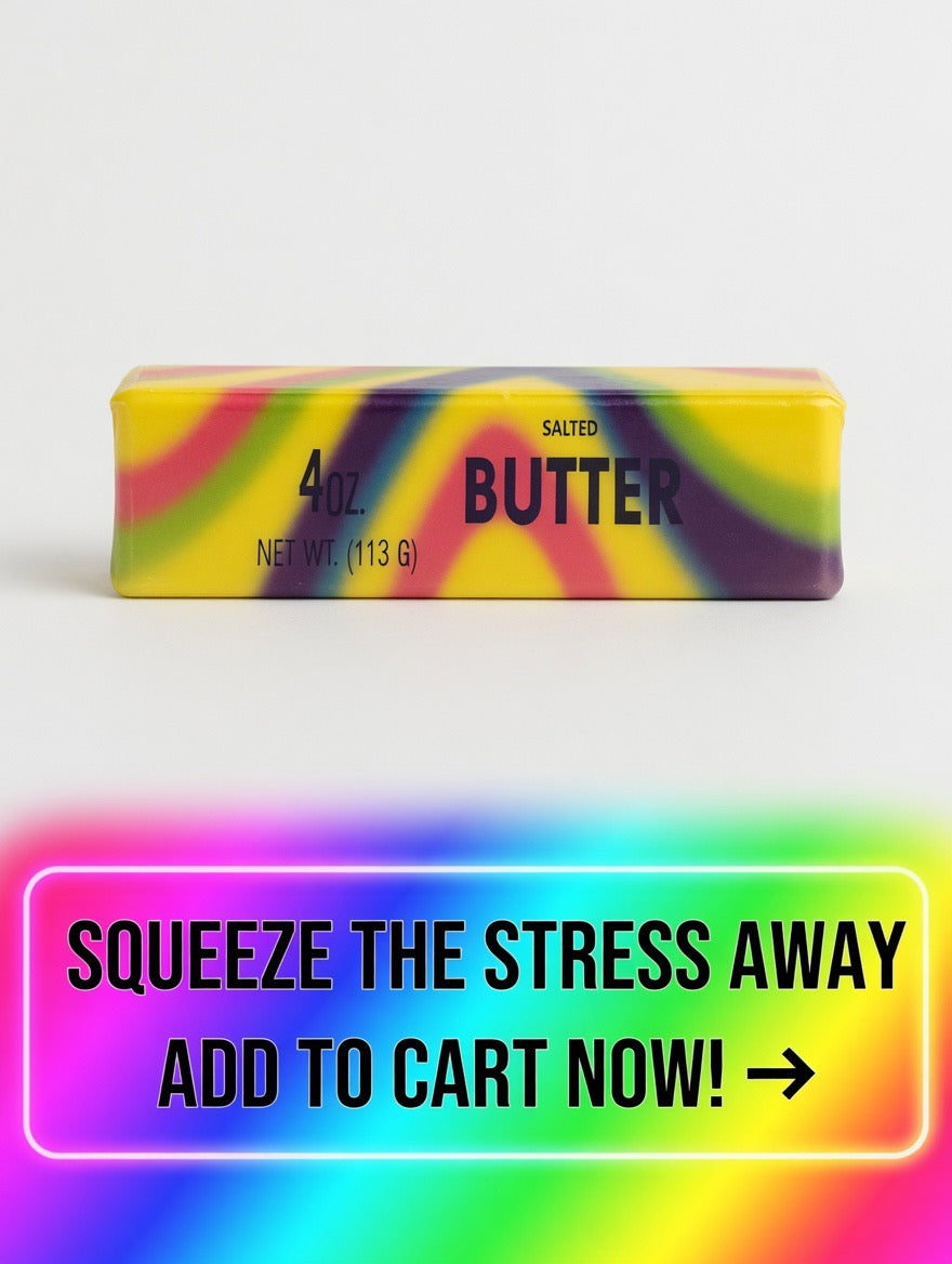 Rainbow Tie-Dye Butter Stick Slow Rise Squishy | Premium Colorful Fidget Toy for Stress Relief